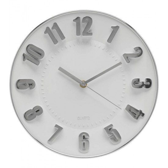 Relógio 27,5x4cm De Parede Horizonte Branco Plástico